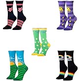 Cool Socks – Bold Adult Saying Crew Socks – 5 Pair Bundle – Sassy Humor Designs – Novelty Crew Socks – Size Medium – Soft Stretch Cotton Blend – Fun Gift for Women