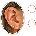 Small Cartilage Hoop Earrings for Women/Men, Thin Piercing Hoop Ring for Helix, Tragus, Conch, Nose (1 Pair 9mm,22g,14K Rose Gold Filled)