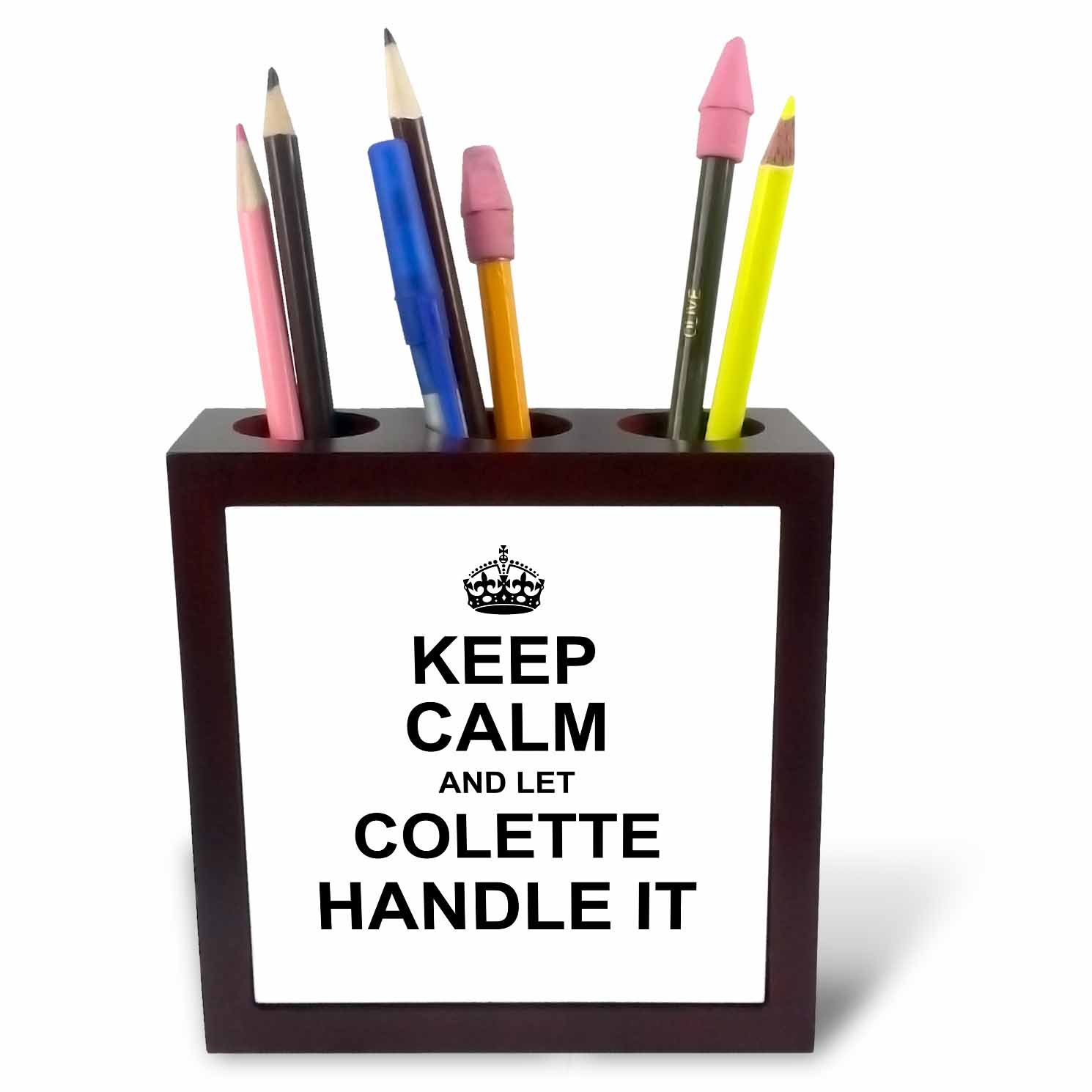 3dRose ph_233350_1 5-Inch "Keep Calm and Let Colette Handle It" Tile Pen Holder