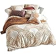 3 Piece Tufted Cotton Duvet Cover Set, Boho Bedding Queen King Comforter Cover with Pillowcases by Craft Aura (Twin XL 59x102 Inches) Ivory