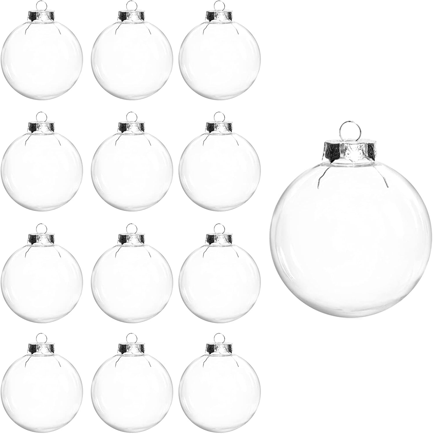 Ornaments - 12 Pcs DIY Clear Plastic Fillable Balls Ornament, 2.36Inch Christmas Balls for Christmas, Halloween, Birthday, Wedding Decor, Crafts Decorations (60 mm)
