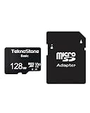 TEKNOSTONE Basic 128GB Micro SDXC Memory Card with Adapter Up to 90MB/s Read Speed U3 V30 A1 Rated HD Video Support TF Card for Dashcams Security Cameras Tablets Phones (1 Pack)