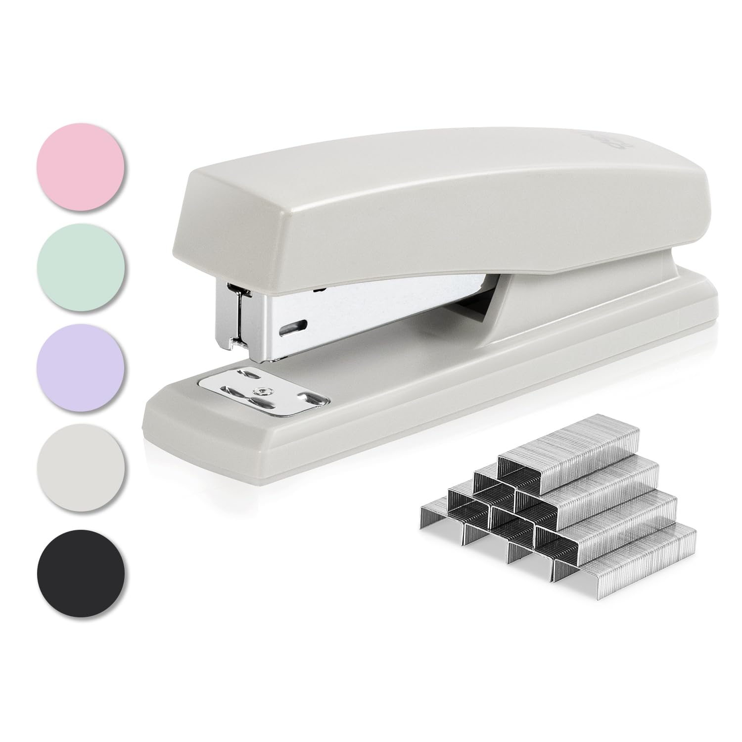deli Stapler and Staples Set – Desktop Office Stapler with 640 Staples, 25 Sheet Capacity for Home and School Use, White