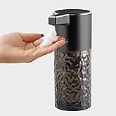 Haocoott Automatic Foaming Soap Dispenser, 13 OZ Wall Mount Touchless Motion Sensor Foam Hand Dish Soap Dispenser for Bathroom and Kitchen Sink Countertop Office Hotel Home Decor (Black)