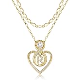 TANTIUE Heart Letter Necklaces for Women 14K Gold Plated Cubic Zirconia Heart Initial Layered Necklace Infinity Pendant Necklace Letter Initial Jewelry for Women