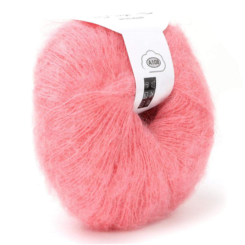 Mohair Wolle, Popular Soft Mohair Knitting Angora Wool Yarn for DIY Knitting(Flesh Pink)