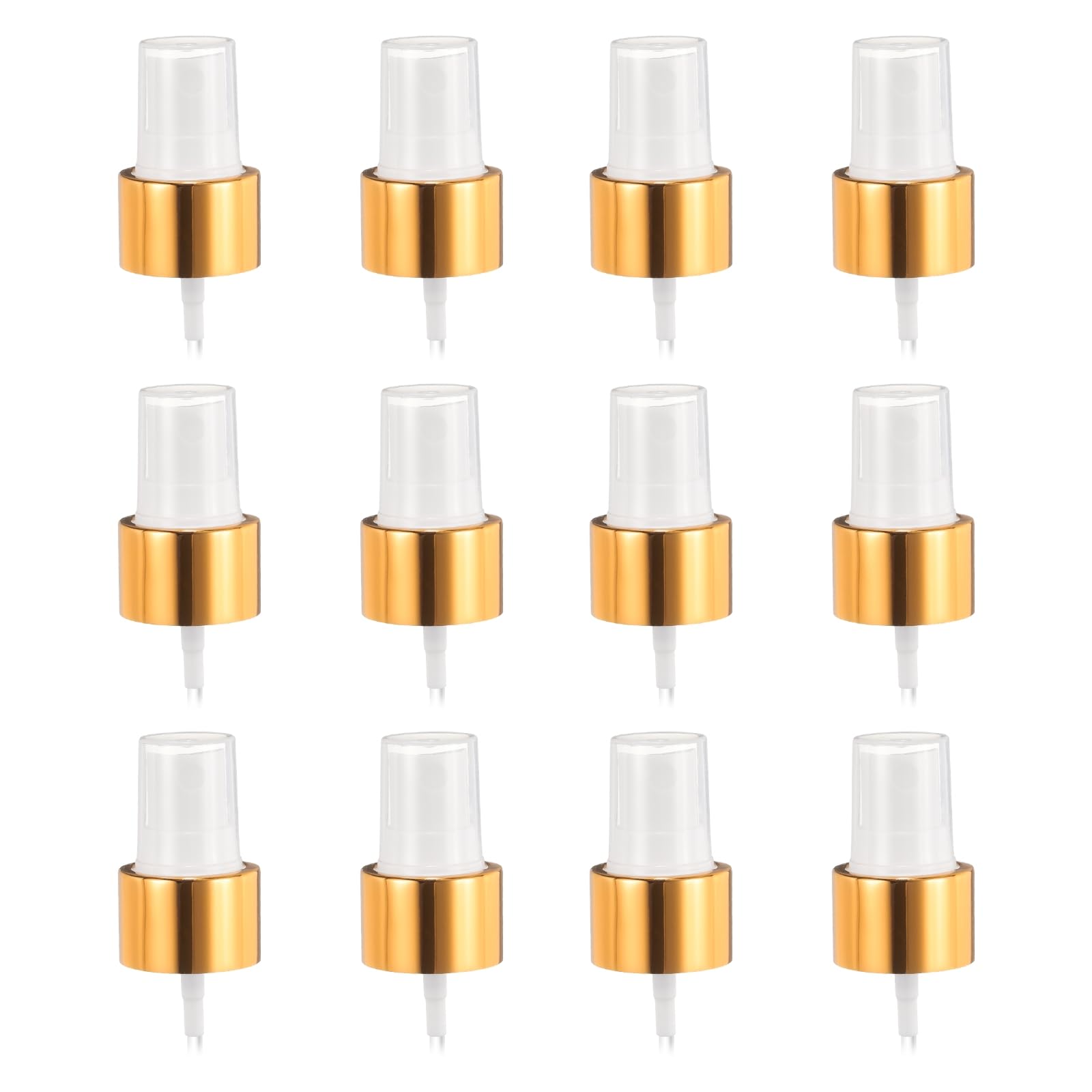 Photo 1 of uxcell 12 Pcs Gold White Spray Top, 24/410 Fine Mist Sprayer Reusable Replacement Spray Bottle Pump Plastic Top for Cosmetic Perfume and Body Sprays Bottle