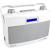 HANNLOMAX HX-500R Portable AM/FM Radio, Bluetooth, USB Port for MP3 Playback, Aux-in, AC/DC Dual Power Source. (White)