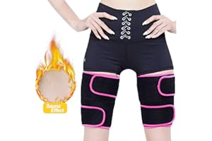 GROOFOO Thigh Sweat Trimmers, Neoprene Thigh Toner with Sauna Effect for Women Men Pink