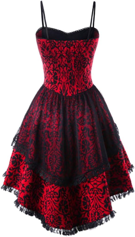 Aniywn Steampunk Corset Skirt Dress for Women Gothic Lace Up Punk Vintage Party Dress Costumes