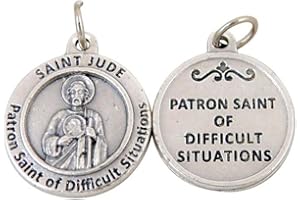 FRAFR.GANCIA Silver Toned Base Patron of Difficult Situations Saint Jude Medal Pendant, 3/4 Inch