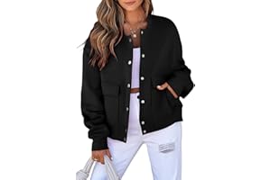 EVALESS Womens Crop Jacket Long Sleeve Shacket Lightweight Fall 2025 Casual Coat with Pockets