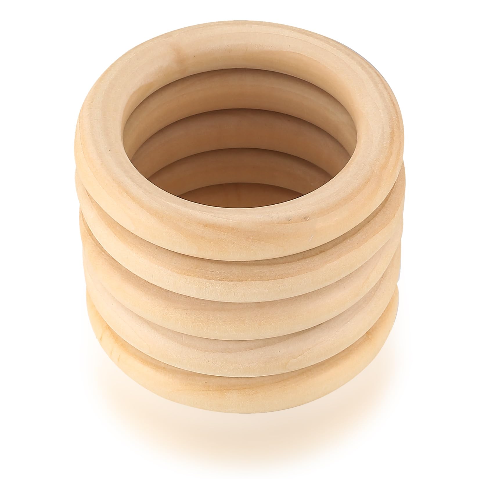 TOOINKCV 5pcs Natural Unfinished Wood Rings - 100mm Natural Wood Teething Loops for DIY Jewelry Making โ image 1