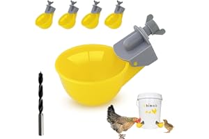 WHIMSII (5 Cups) Chicken Water Cups Feeder, Automatic Chicken Waterer, Anti-Leak System, Holds 50% More Water, Suitable for Chicks, Chicken, Duck, Quail, Turkey