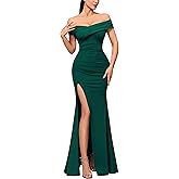 Miusol Women's Elegant Off Shoulder Split Wedding Bridesmaid Maxi Dress