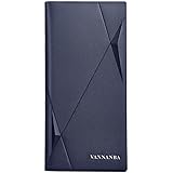 VANNANBA Long Slim Wallet for Men RFID Blocking Leather Checkbook Wallet,Thin Bifold Credit Card Holder with ID Window & Gift Box(Navy)