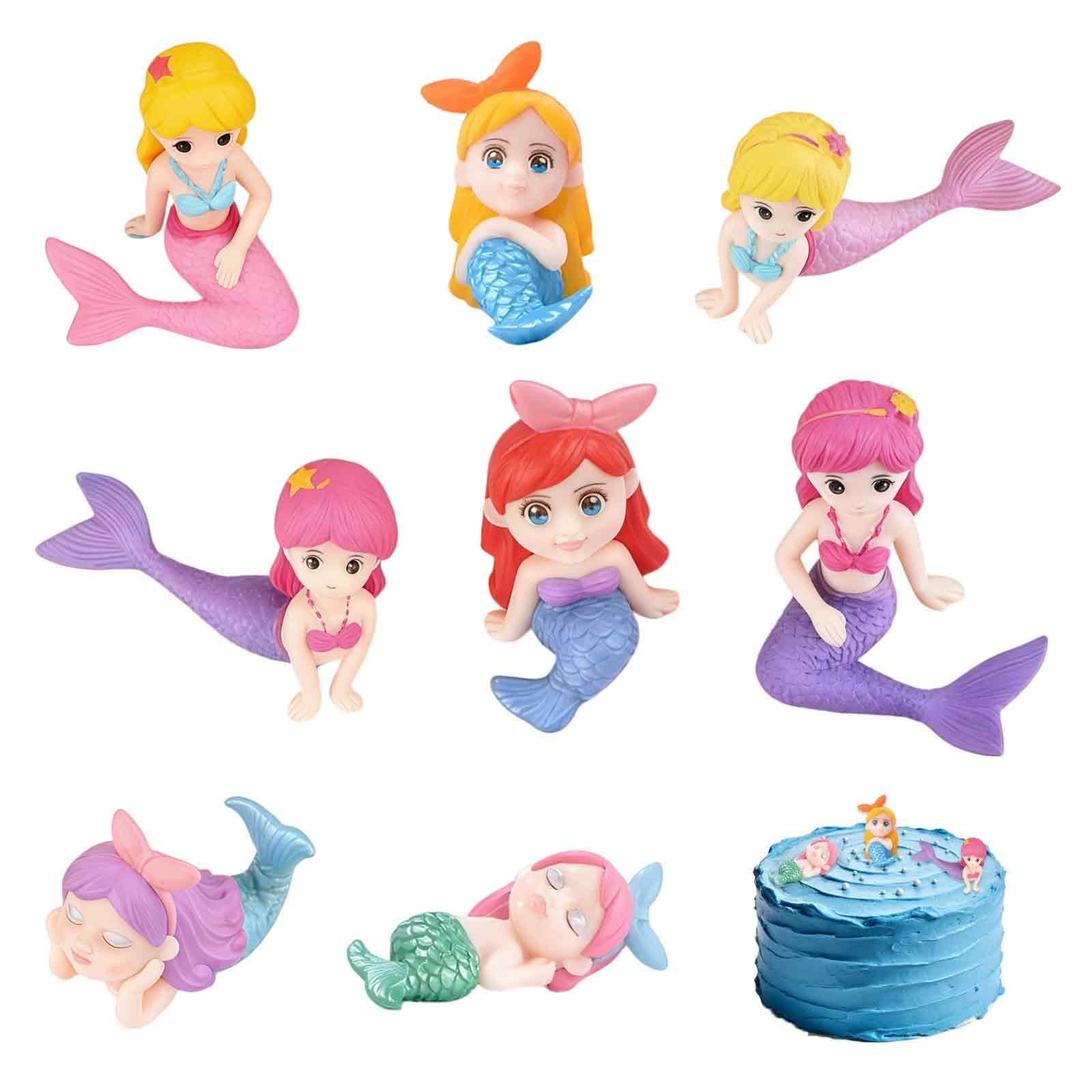 8pcs Mermaid Cake Decorations, Cute Fish Tank Decorations Fish Tank Accessories, Mermaid Accessories Small Fishes Tanks Decoration, Aquarium Decoration Suit as Gift