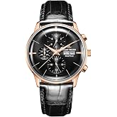 REEF TIGER Luxury Dress Watch Genuine Leather Strap Rose Gold Automatic Watches for Men RGA1699