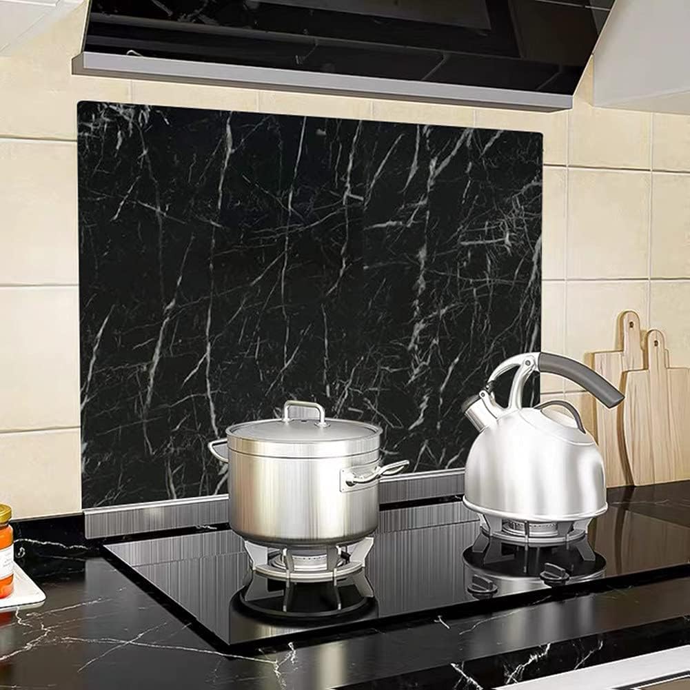 TEKCOOL Wall Stickers DIY Wallpaper Vinyl Marble Wallpaper Peel and Stick Waterproof Wallpapers for Home Kitchen Countertop Cabinet Furniture Oil Proof Kitchen Stickers(Black-2 pc). 4