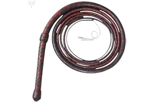 SCORPION ARCHERY Bullwhip 3 Foot 4 Foot 6 feet 8 feet Real Cow Hide Leather 12 Plaits Equestrian Bull Whip Black & Red Color Rope Core Belly Inside Birthday Gift for him