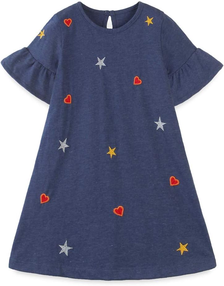 HILEELANG Little Girl Trends Spring Summer Casual Cotton Applique Tunic Dress Shirt