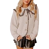 CUFEZN Women Peter Pan Collar Sherpa Fleece Jacket Button Down Cozy Fall Winter Casual Fuzzy Coats with Pockets 2026