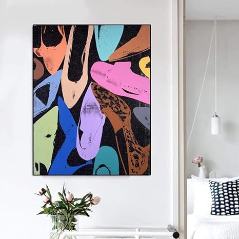 Amazon Co Jp アンディウォーホル光沢のある靴 靴ライト 最初の靴私は今夜見たポップアートのキャンバスの壁の写真リビングルーム50x70cmフレームなし Home Kitchen