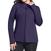 FOREYOND Plus Size Jackets for Women Athletic Workout Running Jacket Full Zip up Lightweight Yoga Tops with Thumb Holes