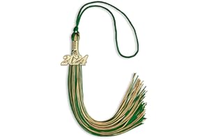 Endea Graduation Mixed Double Color Tassel with Gold Date Drop (Green/Antique Gold, 2024)