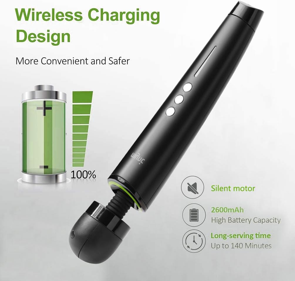 Mynt Cordless Handheld Massager, Powerful Portable Wand Massager with 2h Battery, Custom Settings and 2X Textured Massage Heads: Health & Personal Care