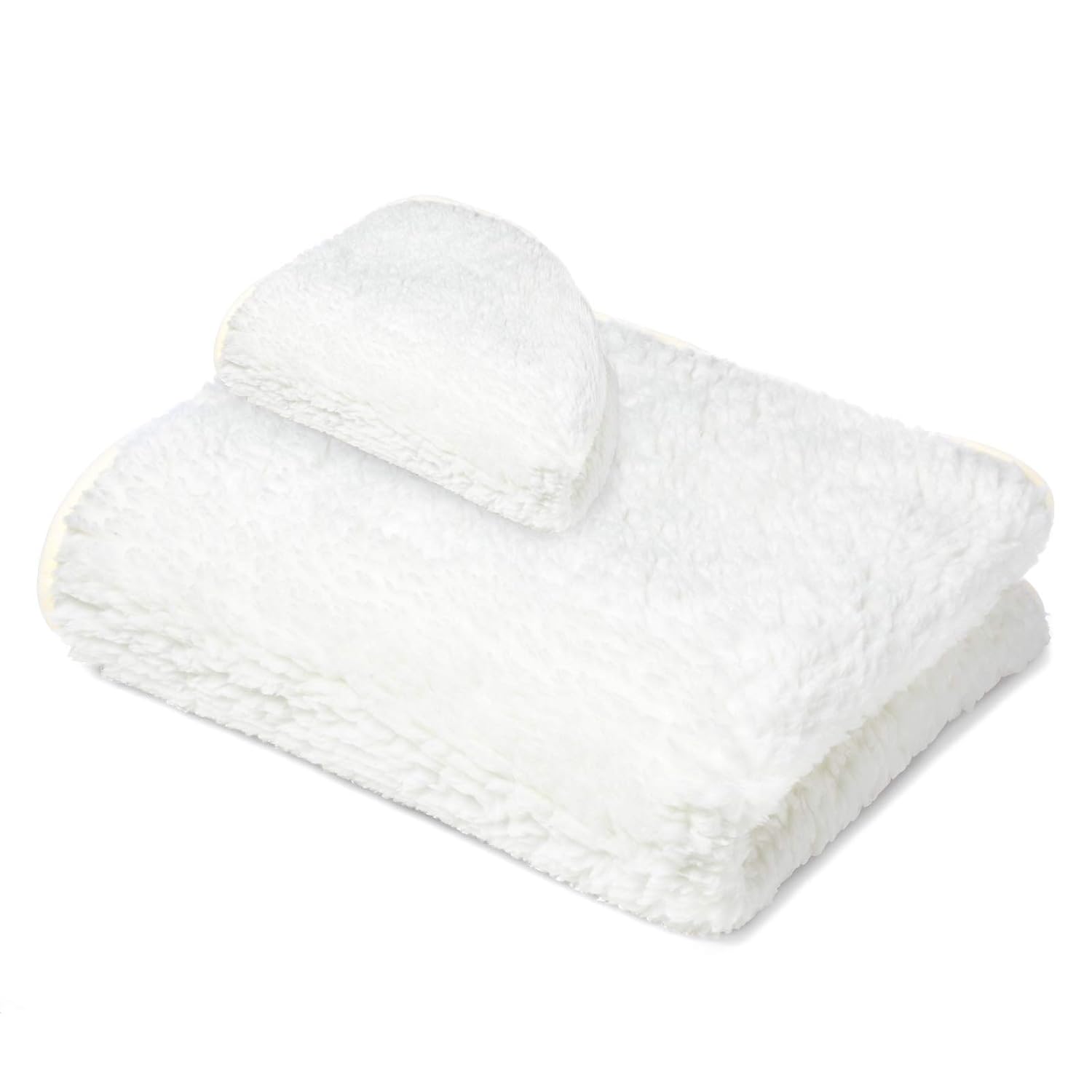 Saloniture Fleece Massage Table Pad & Face Cradle Set - Soft and Comfortable 1/2" Thick Facial Bed and Headrest Cover - Natural : Beauty