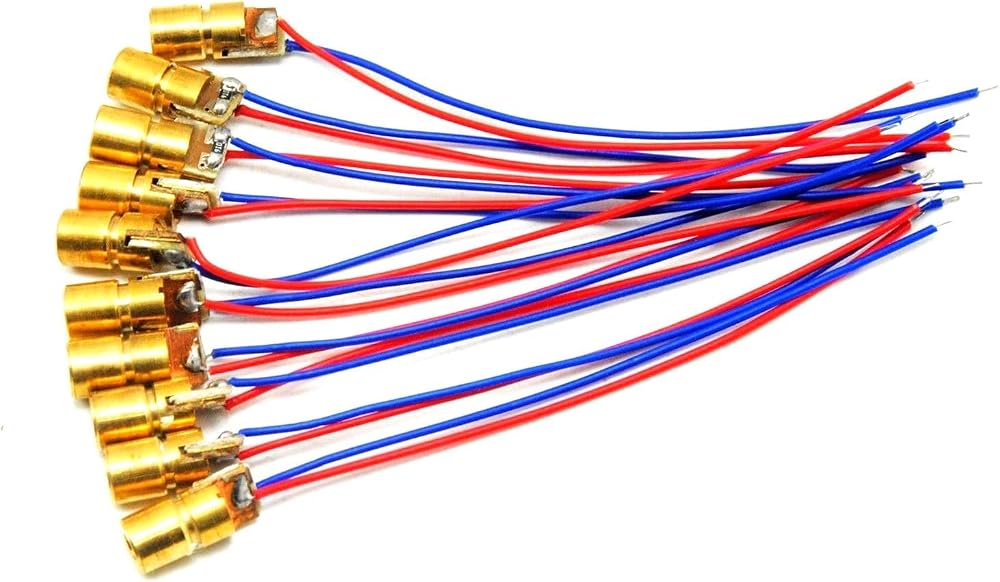 Jolooyo 10pcs 1mW 650nm Red Laser Dot Module Driver 3V 6x10mm Mini