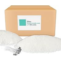 10 lb Natural Pearl Wax Sand DIY Set with 100 Wicks, Reusable, Continuous Burning, Unscented Candle Powder, Designed for Hand