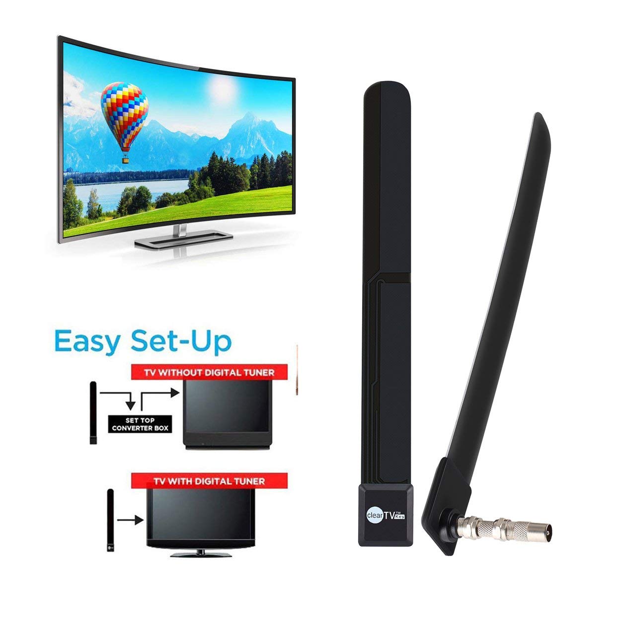 Lofenlli Amelioration De La Qualite Du Signal De Cable De Fosse Pour Antenne 1080p Hd De Television Numerique En Antenne Noire Avec Cle Hdtv Cle De Television Hdtv Gratuite Pour L Tv