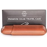 CASE ELEGANCE Two Cigar Travel Case – Chestnut Brown Vegan Leather, Premium Travel Cigar Case for Men, Luxury Cigar Gifts for Men