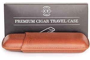 CASE ELEGANCE Two Cigar Travel Case – Chestnut Brown Vegan Leather, Premium Travel Cigar Case for Men, Luxury Cigar Gifts for Men