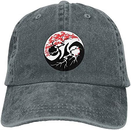 SJIEXZ Bonsai Tree Yin Yang Unisex Adjustable Denim Trucker Hat Sun Visor Operator Cap