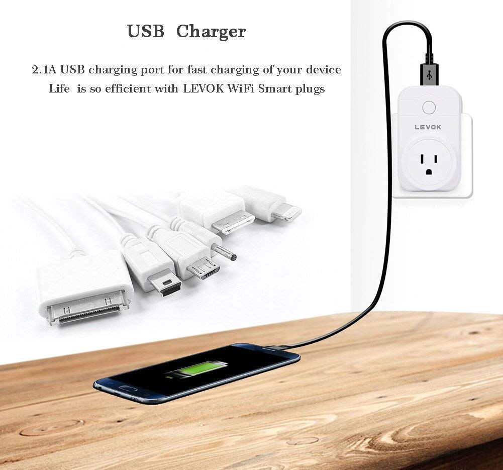 Wifi Smart Plug -15A Mini Usb Dimmer Socket Outlet Works with Alexa IFTTT/Google Home Compatible (APP Remote Control/Timer Switches/Voice/ No Hub Required)