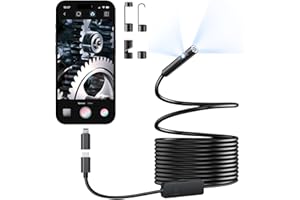 [Dual-Lens] Endoscope Camera with Light, 1920P HD Borescope with 8+1 Adjustable LED Lights, IP67 Waterproof 16.5FT Semi-Rigid