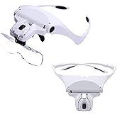 Xrten 5 Lens 1.0X/1.5X/2.0X/2.5X/3.5X Head Mount Magnifier with LED Professional Light, Hands Free Headband Glasses Loupe for