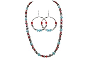 JNF Multi strand Navajo Pearl Necklace Layer Navajo Pearls Western Jewelry for Women Boho Vintage Choker Turquoise Necklaces