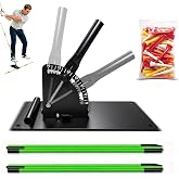 Golf Alignment Sticks and Angle Holder,Carbon Steel Stance Caddy with Precise Angle Plate,Portable Golf Swing Plane &amp; Path Trainer Set with Carry Bag - Anti-Slice Golf Training Sticks and Aid for Men