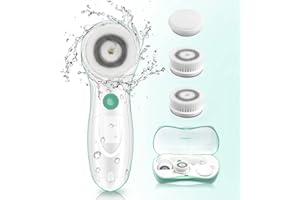 Facial Cleansing Brush, TOUCHBeauty Face Scrubber Electric with Case, 3 Spin Brushes for Deep Cleansing, Gentle Exfoliating, Dual-Speed, Waterproof AS-0759A（Green）