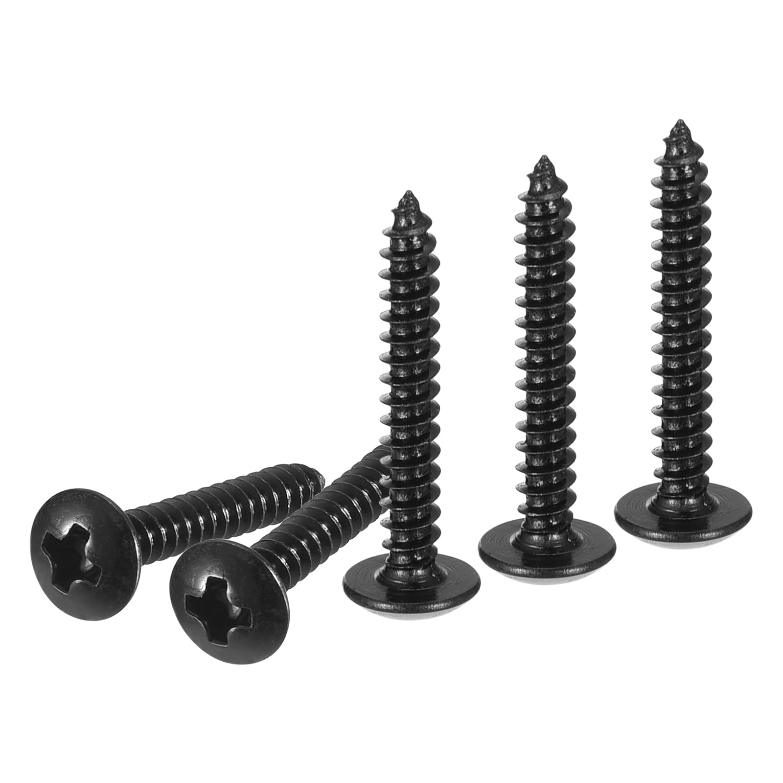 DTGN M3x20 Sheet Metal Screws - 125 Pack - for Wood, Furniture - Carbon Steel Phillips Truss Head Self Tapping Tip Wood Screws - Black — image 1
