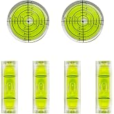 Mini Acrylic Bubble Spirit Level Set for Tripod Hanging DIY Leveling | 6pieces 2 round 32x7mm 4 square 10x10x29mm levels; &plusmn;0.5&deg; precision; shatterproof acrylic; non magnetic for wall furniture DIY