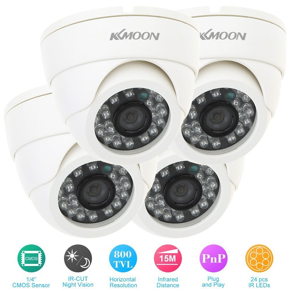 KKmoon Kit TVL x CCTV Cámara Domo  Color CMOS LED IR