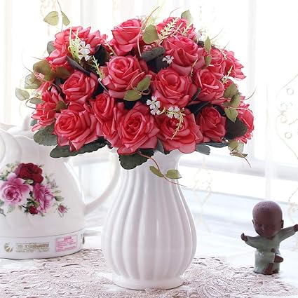 Jnseaol Fleurs Artificielles Haut De Gamme Bouquet Avec Pot