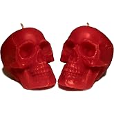 2 pcs red Skull Candles for Love Spells (Witches, Witch, Figure, aessthetic, Skeleton, Goth, Spooky, Ritual, Fireplace, Decorations, Bloody, Brain, Spiritual, Weird, Satanic, drip)