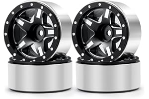 RCLIONS 1.3inch Aluminium Beadlock Wheel Rims 70g for TRX4M SCX24 1/24 1/18 Scale RC Crawler Car Upgrade Parts (Black)
