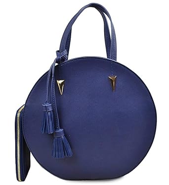 HR Republic Handbag Republic 3-Compartment Round Satchel w/Crossbody Strap + Wallet (Navy)